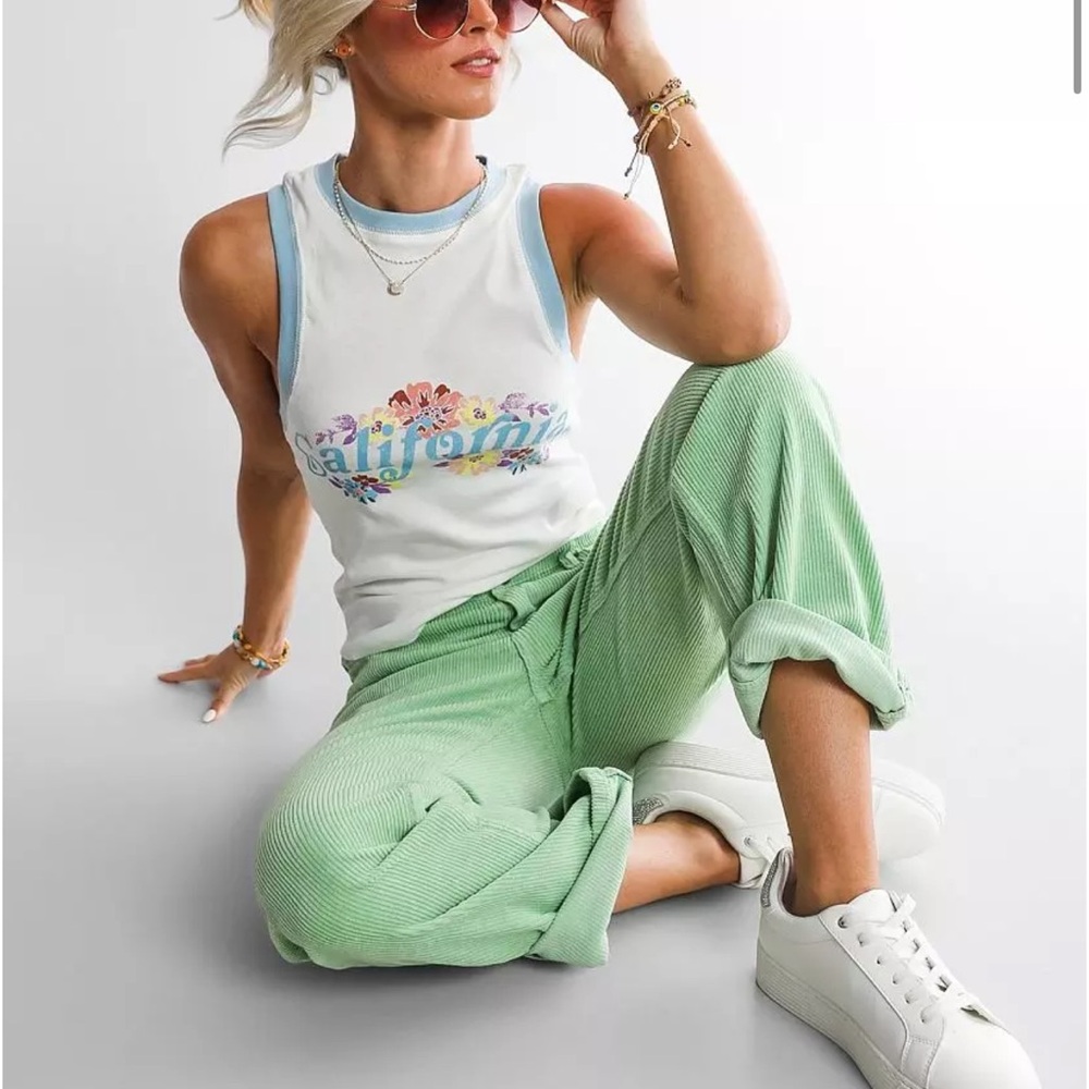 Billabong x The Salty Blonde Chill Out Corduroy Straight Pants in Washed Grass